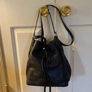 Tory Burch Navy Leather Bucket Bag